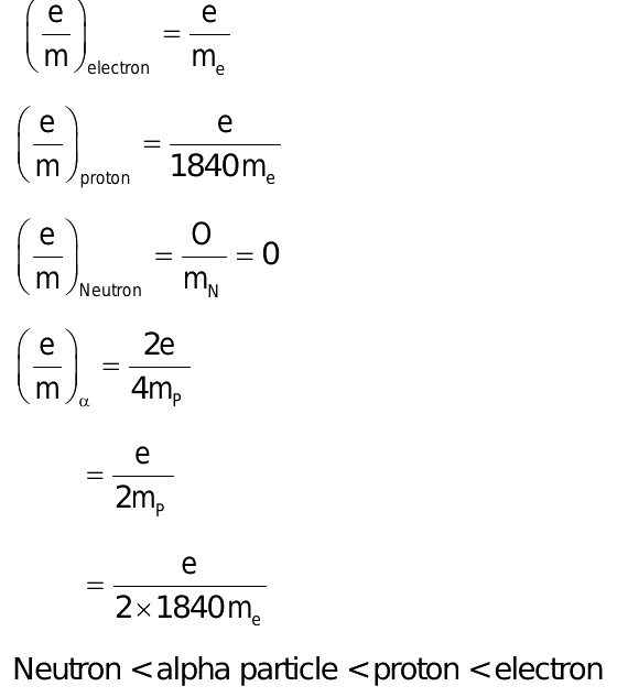 29 The Increasing Order Of Specific Charge Of Electron Proton Alpha