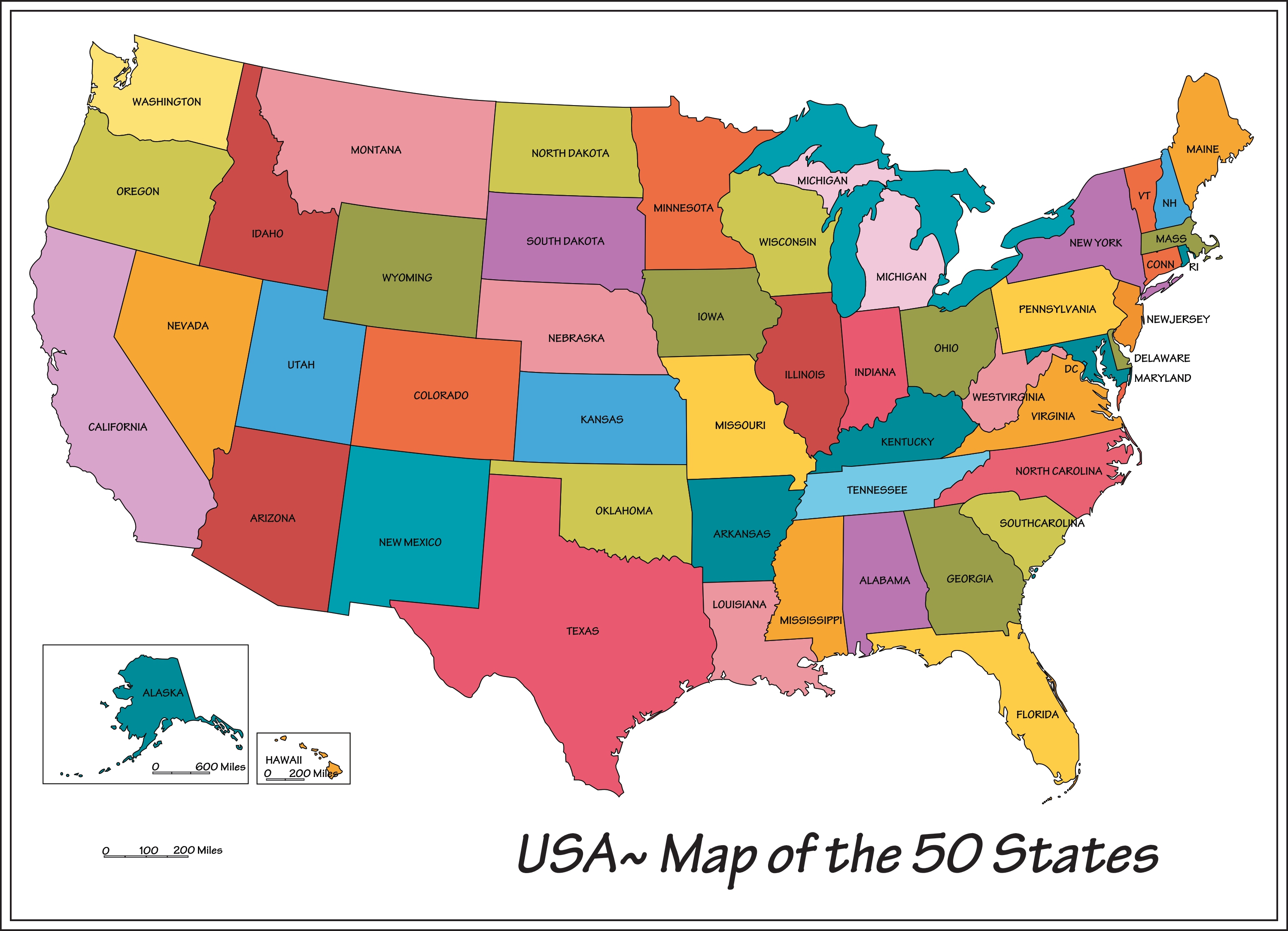 50 States Map No Name