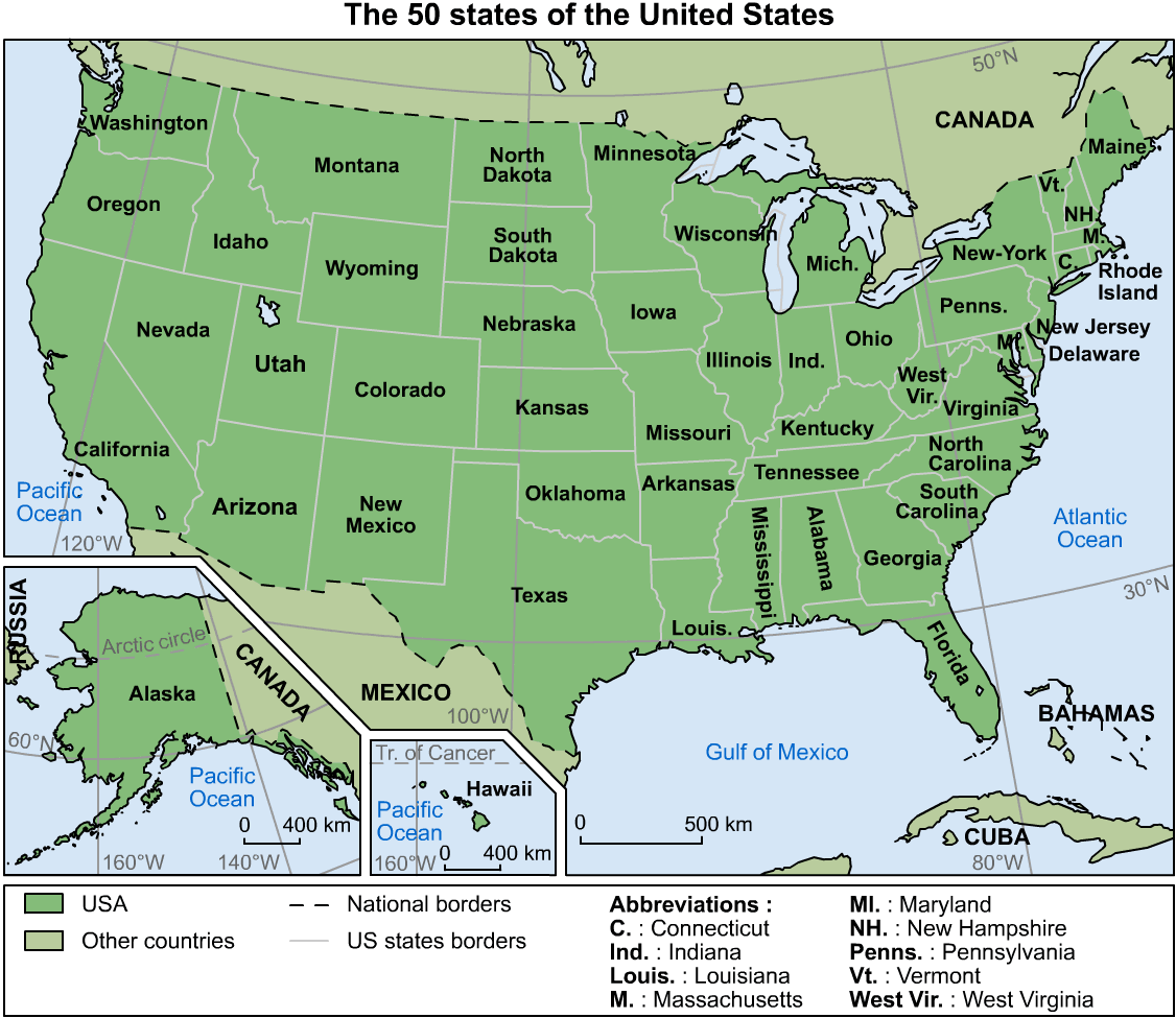 50 States Map With Numbers