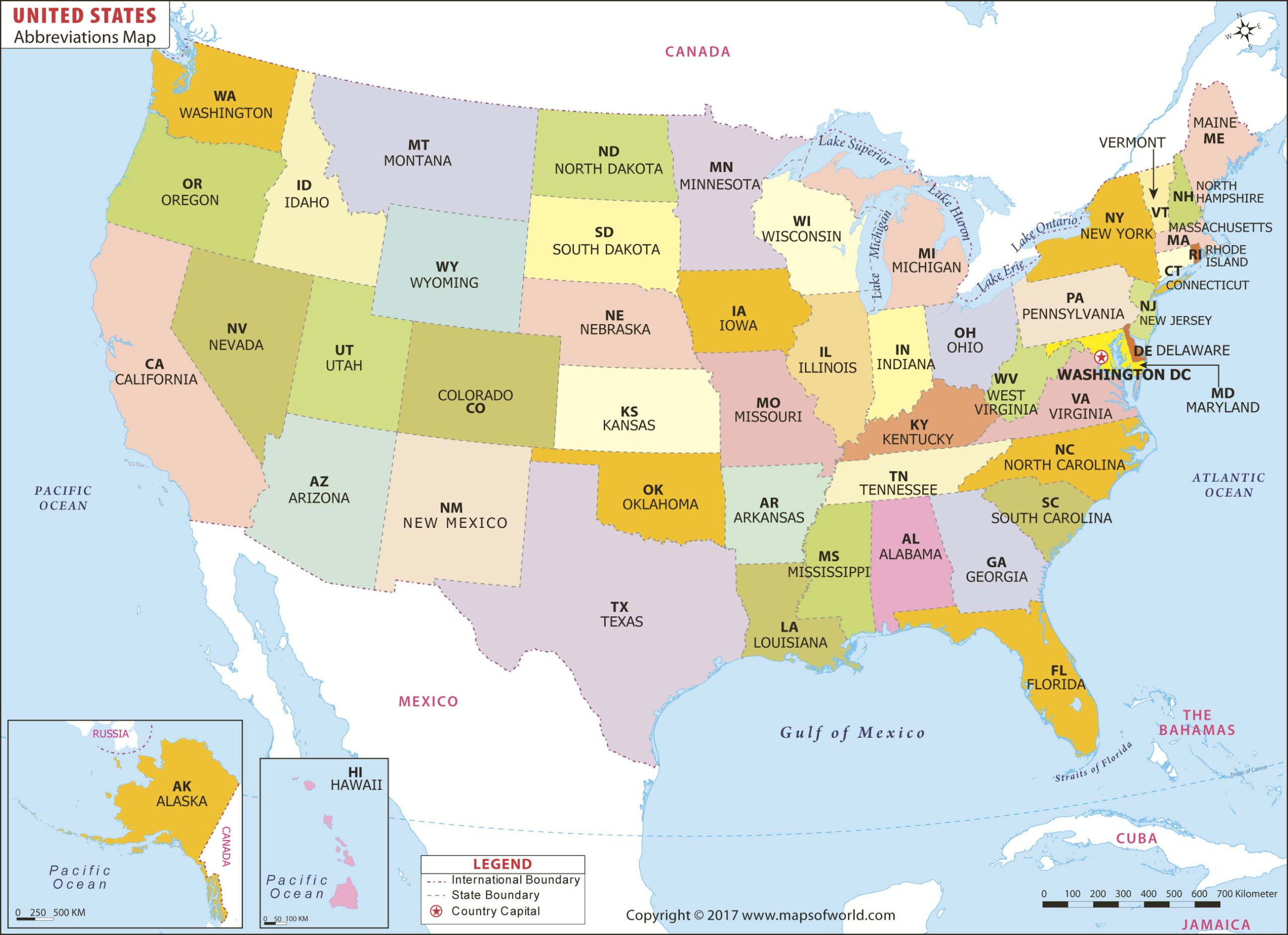 Abbreviated Map Of The Us