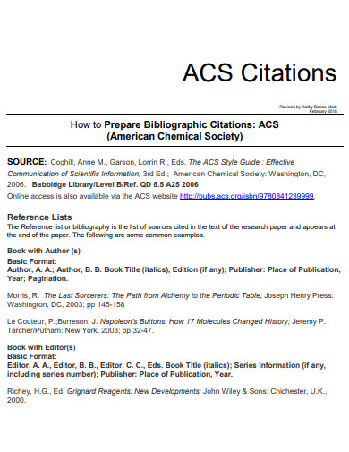 Acs Citation 29 Examples Format Pdf