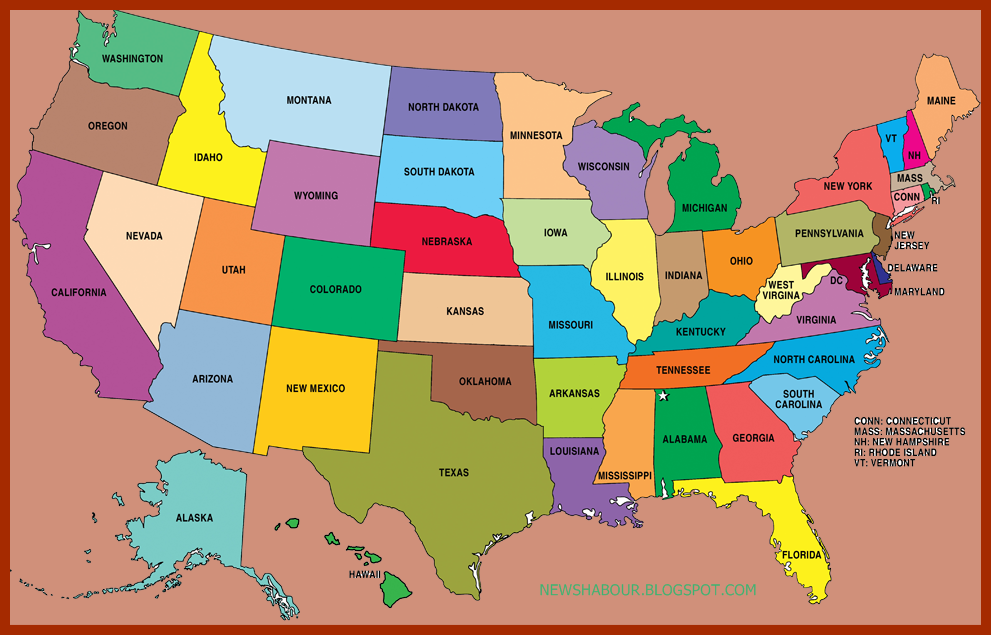 All 50 States List Map