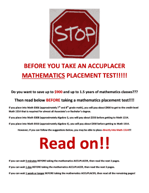 Before You Take An Accuplacer Mathematics Placement Test