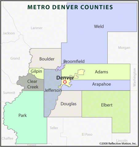 City And County Of Denver Map Coloradoa Where Is Located Cities