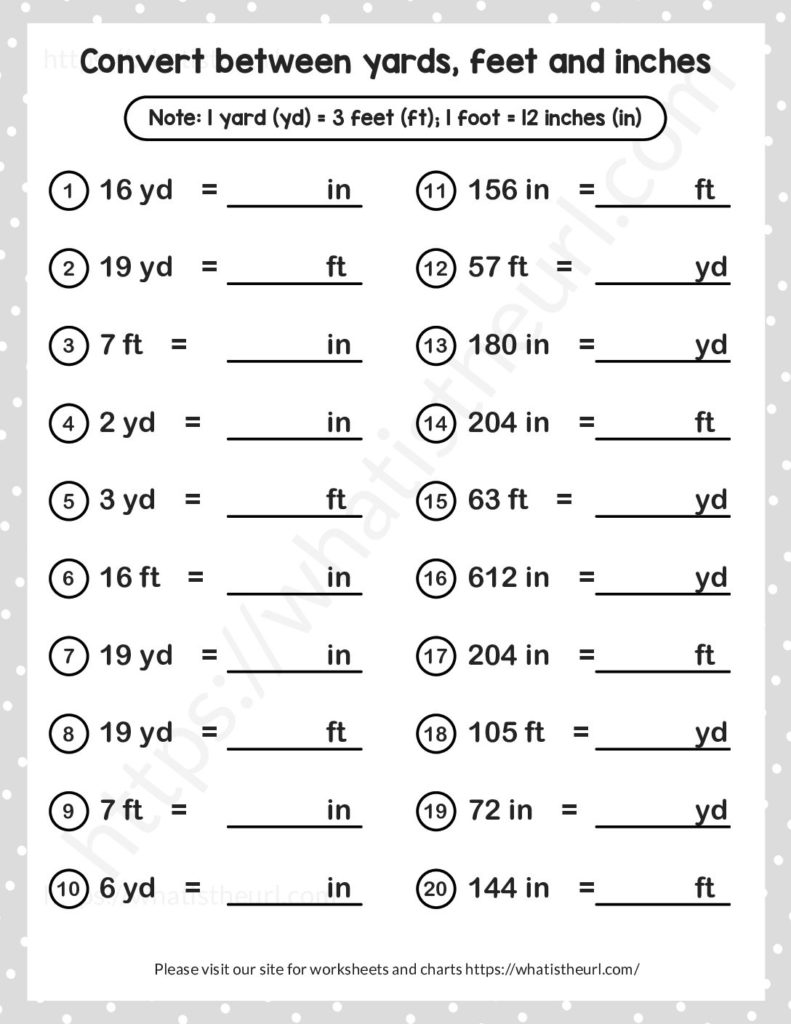 Convert Units Of Length Yards Feet And Inches Exercise 1 Your