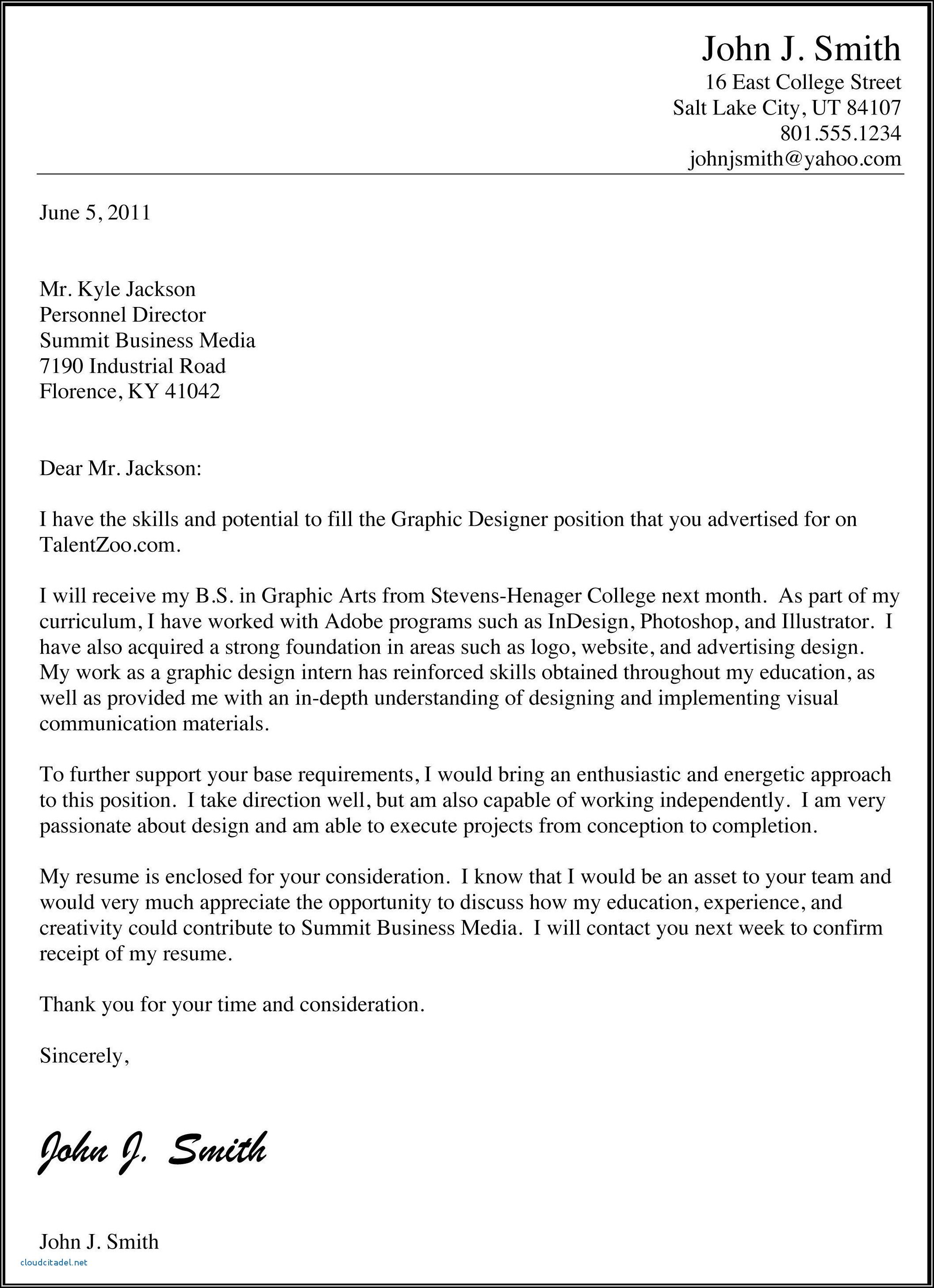 Cover Letter Sample Pdf