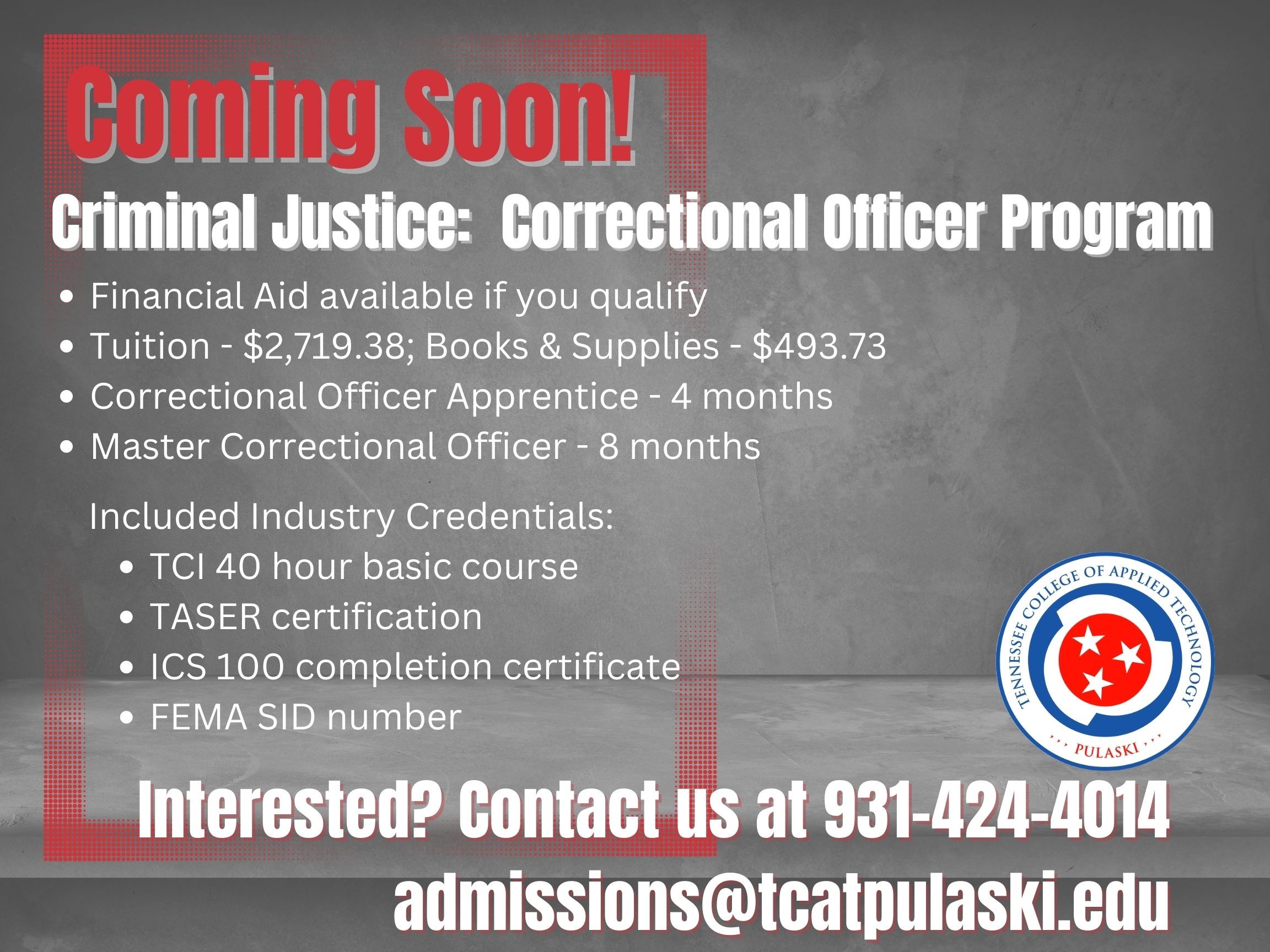 Criminal Justice Program Announce Jpg Tcat Pulaski