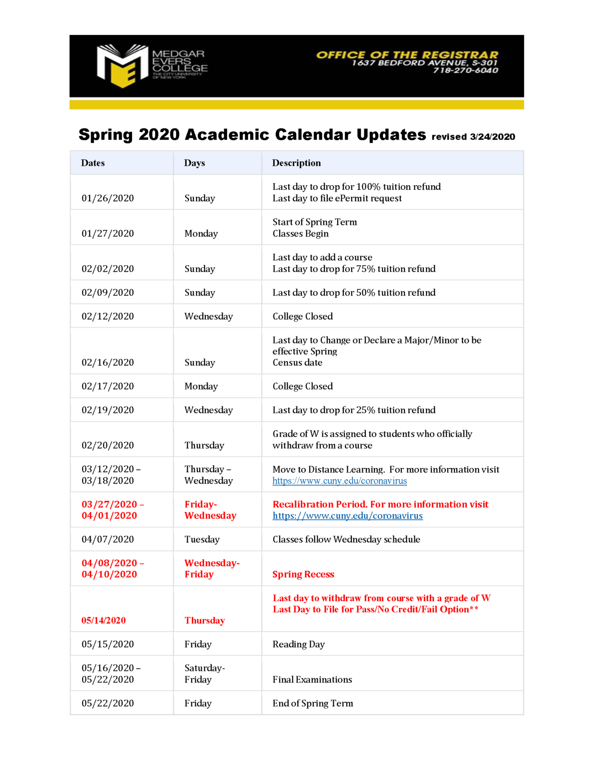 Cuny Calendar Spring 2024