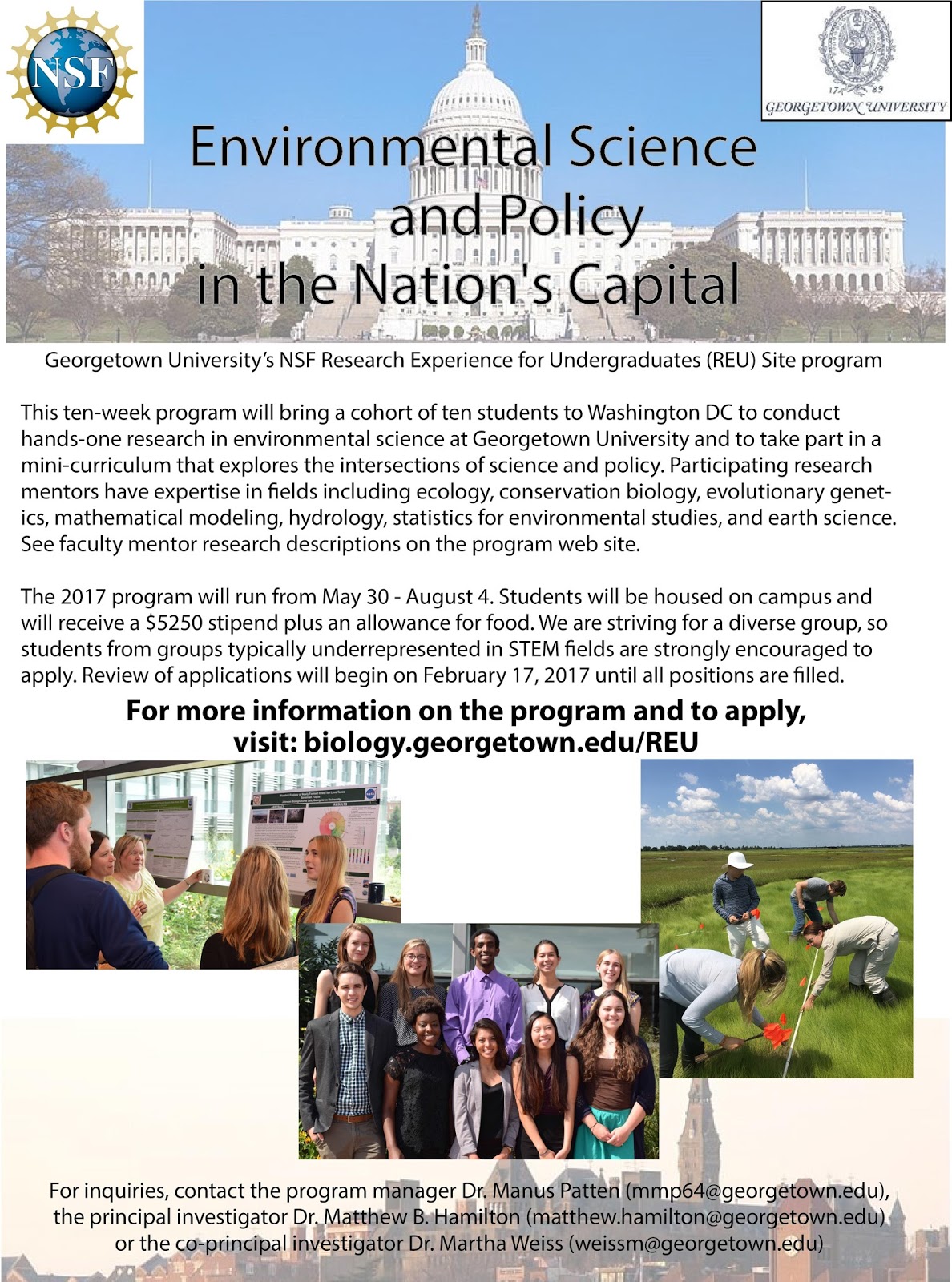 Environmental Studies Student News Georgetown University Summer Reu