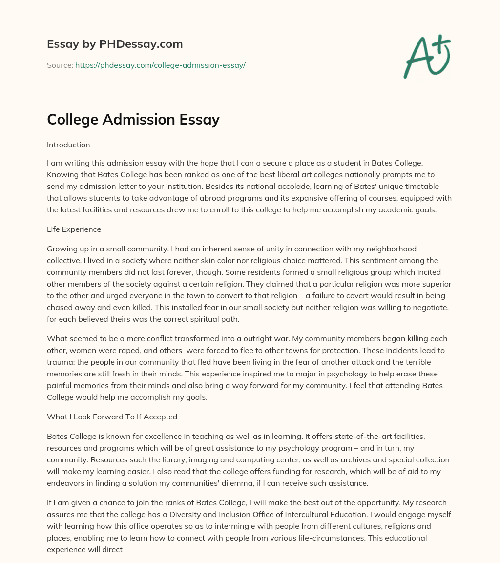 Essay For College Admission