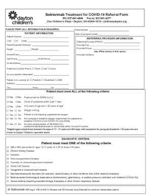 Fillable Online Sotrovimab Order Form For Treatment Johns Hopkins