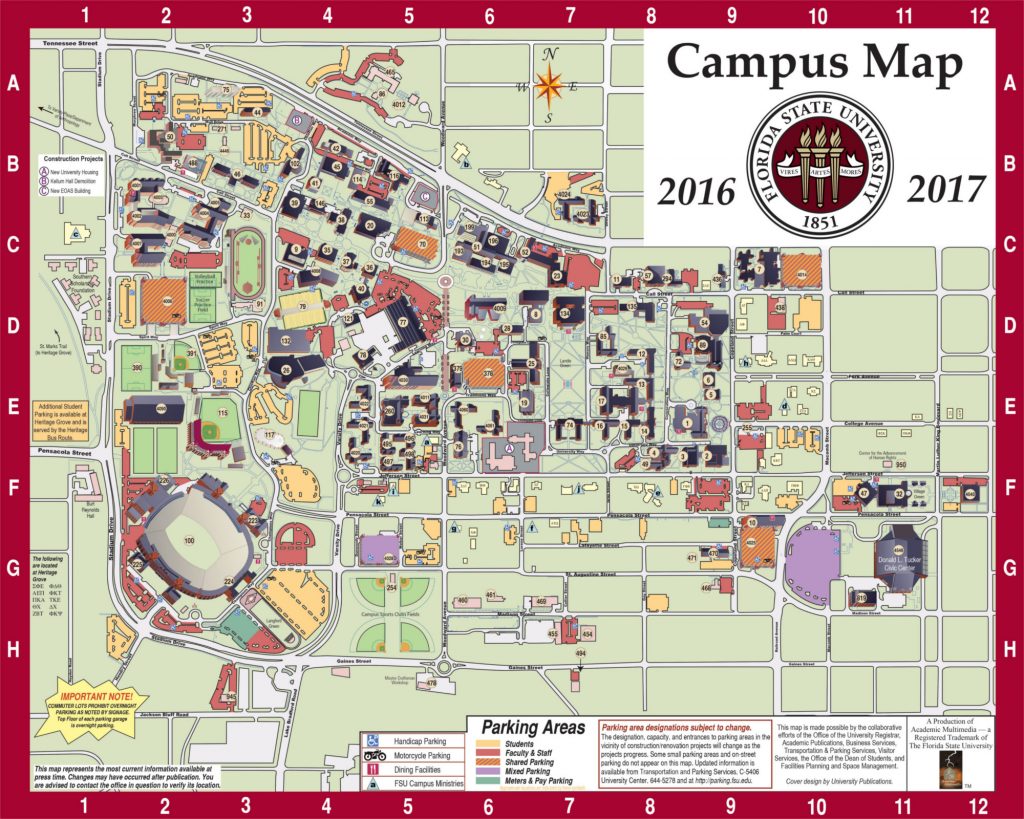 Florida State University Campus Map Map Vectorcampus Map