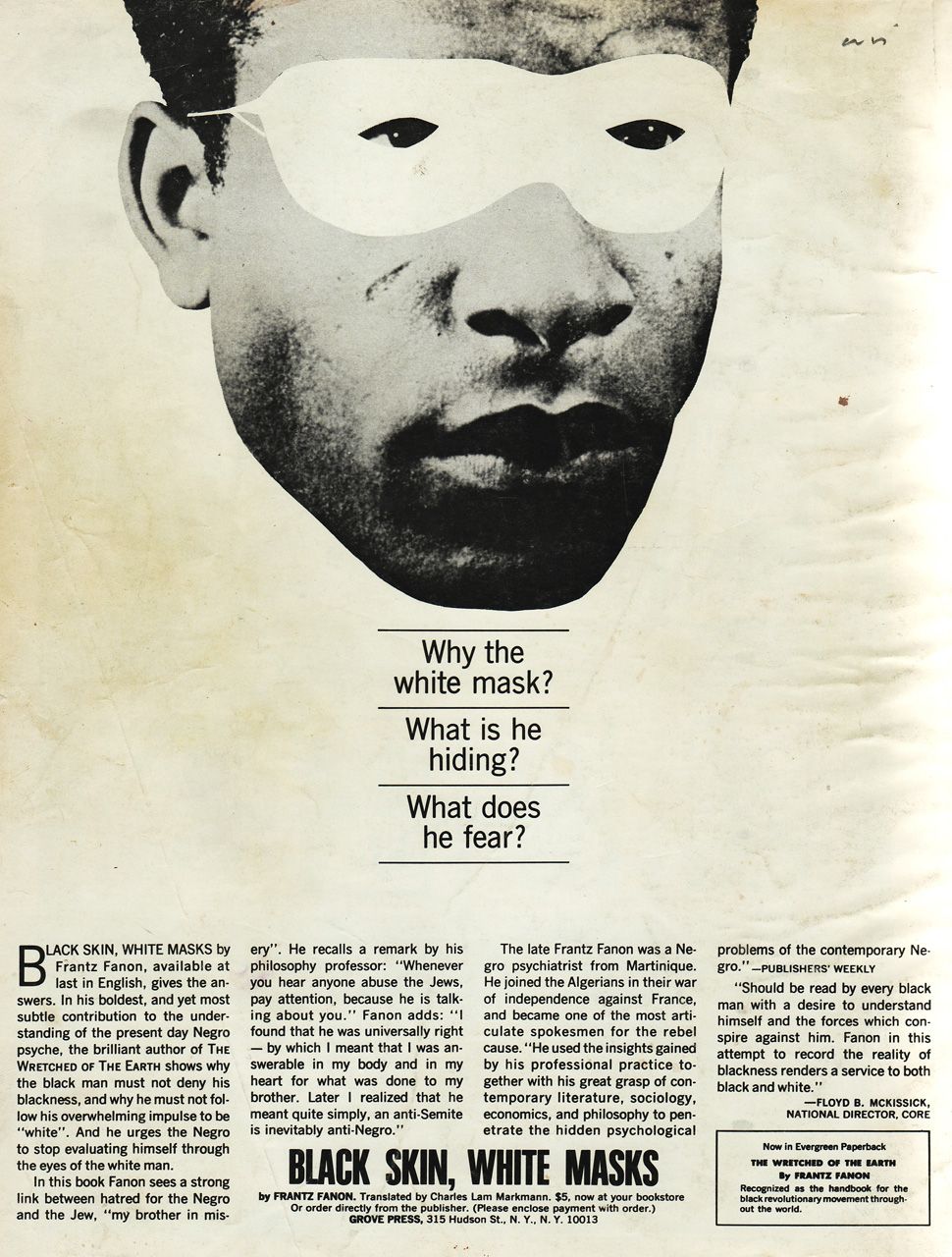 Frantz Fanon Black Skin White Masks Advertisement 1967 Black