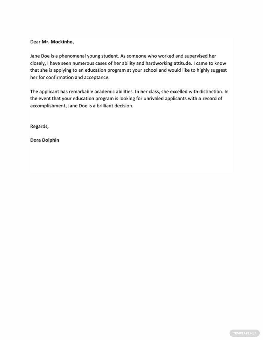 Free Graduate School Letter Of Recommendation Template Pdf Word