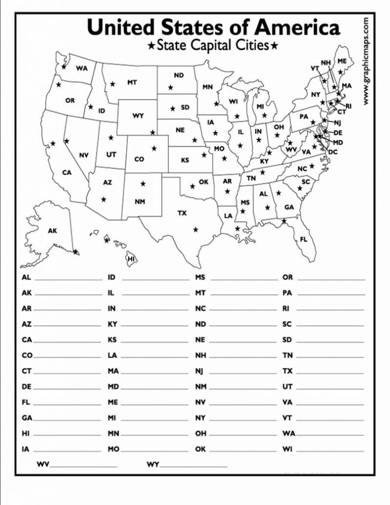 Free Printable 50 States Map