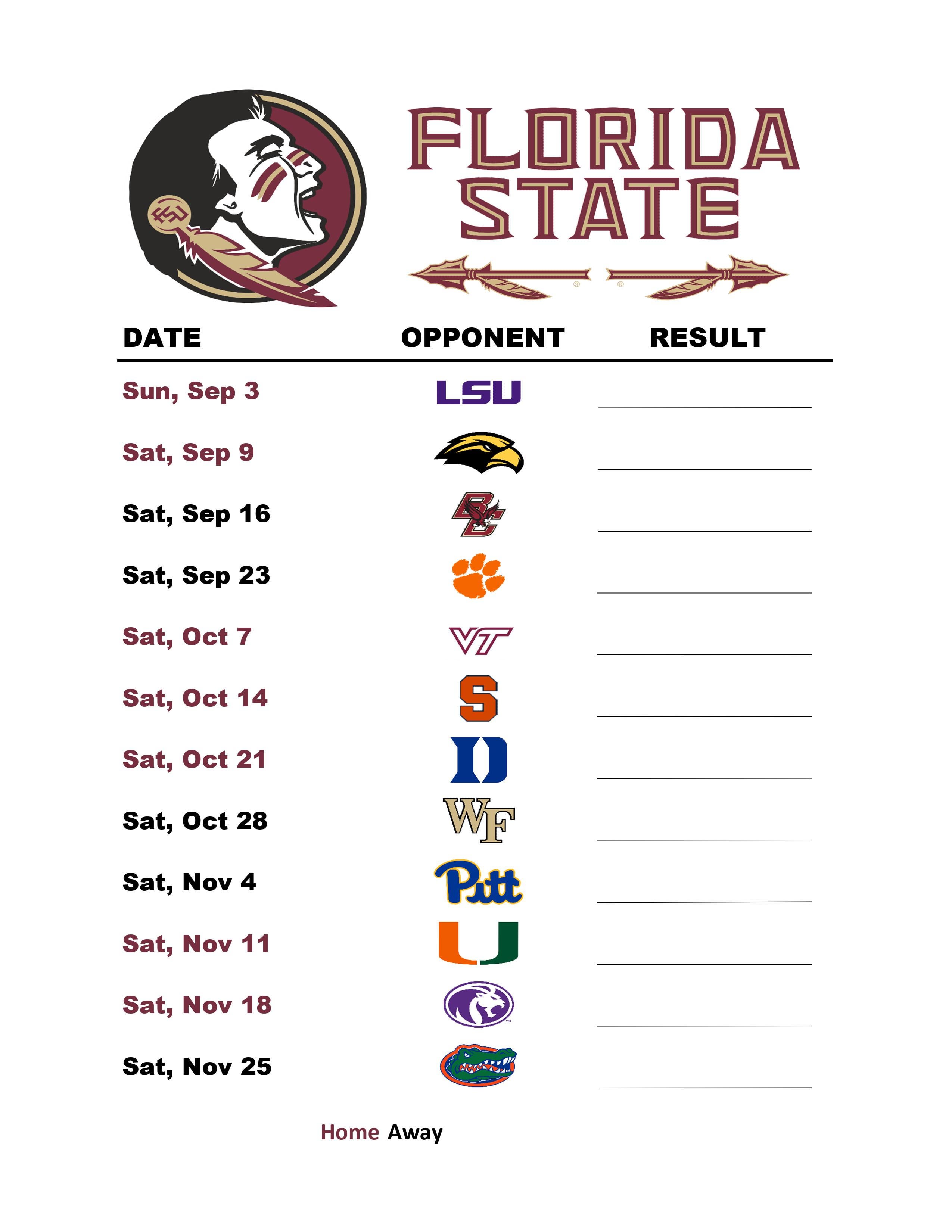 Fsu Football Schedule 2025 2025 Printable Wiki John J Boyett