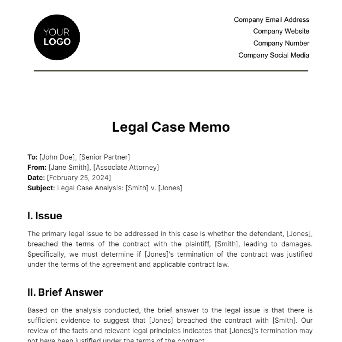 Legal Memo Example