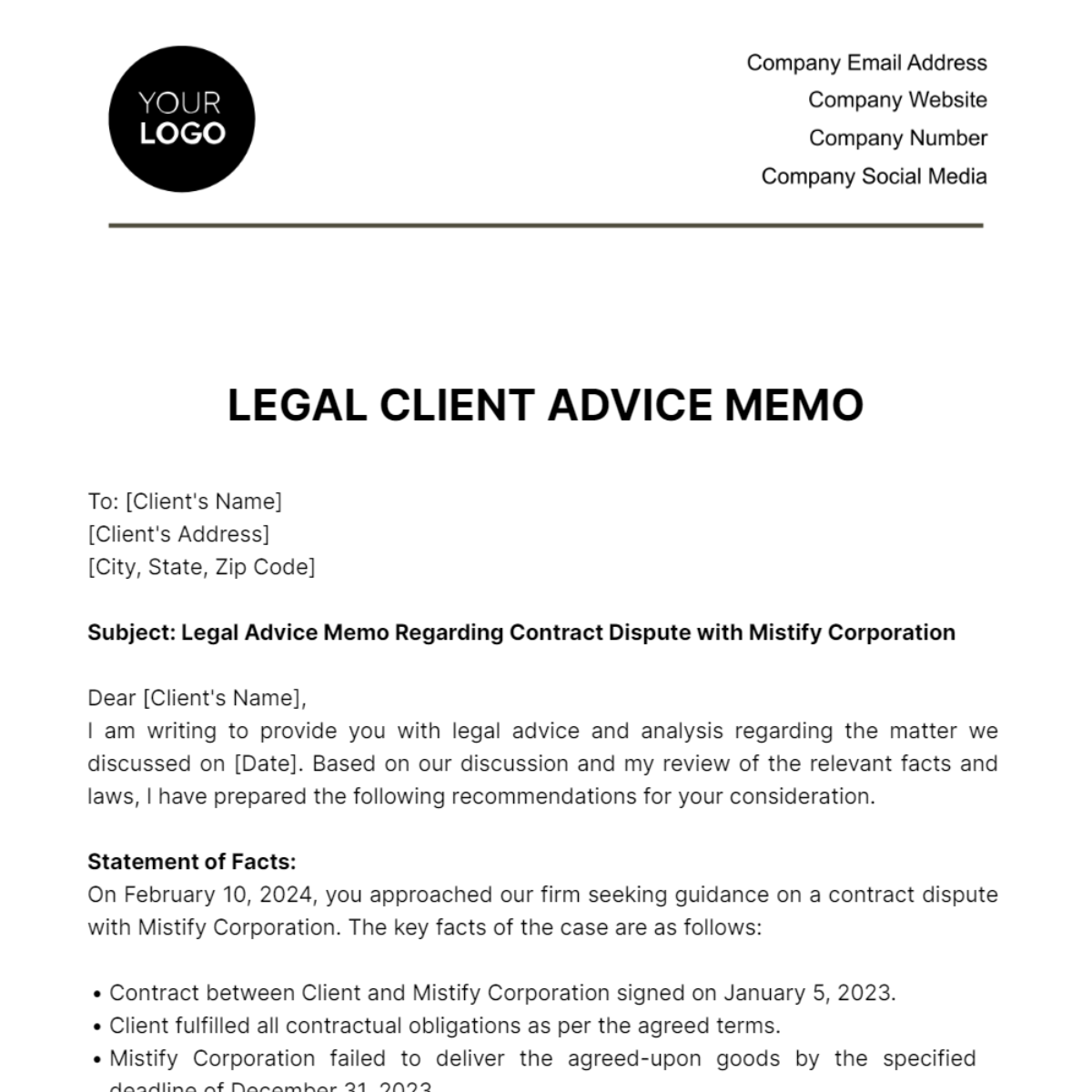 Legal Memo Template 210901 154741 210901 182927 Page 1 Of 2 Xb Law