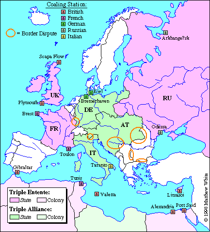 Map Of Europe 1914 Alliances