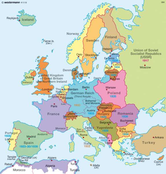 Map Of Europe Before Ww2