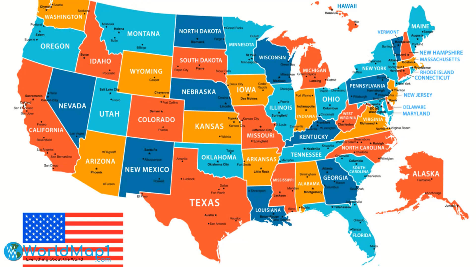 Map Of The Us With State Names