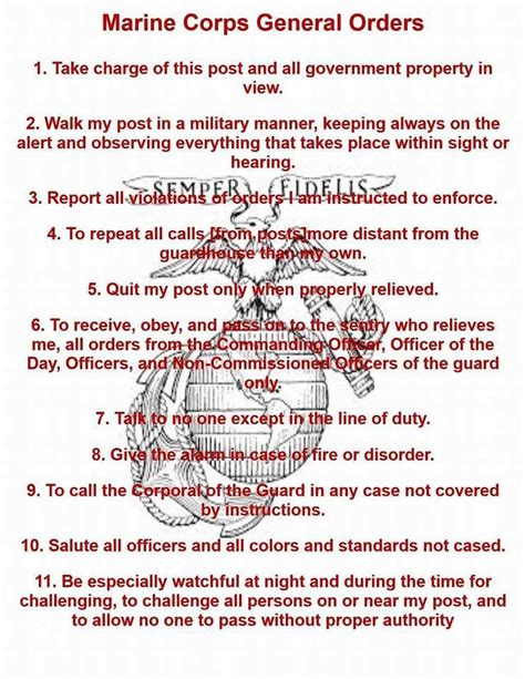 Marine Corps General Orders: Know Your Responsibilities