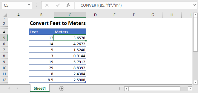 Meters To Feet M To Ft Conversion Table Formula Method