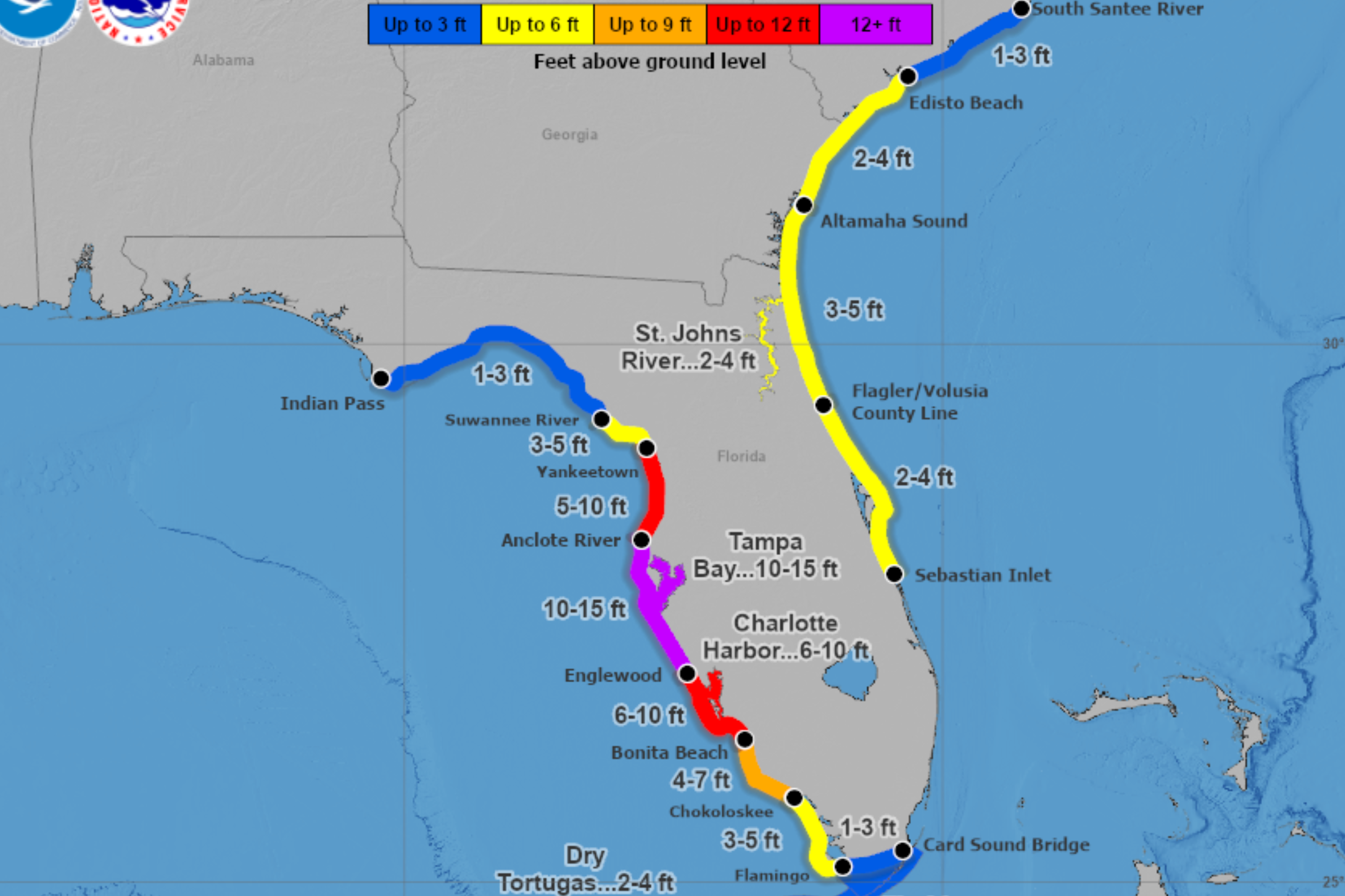 Milton Storm Surge Map