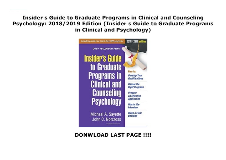 Pdf Insider S Guide To Graduate Programs In Clinical And Counseling