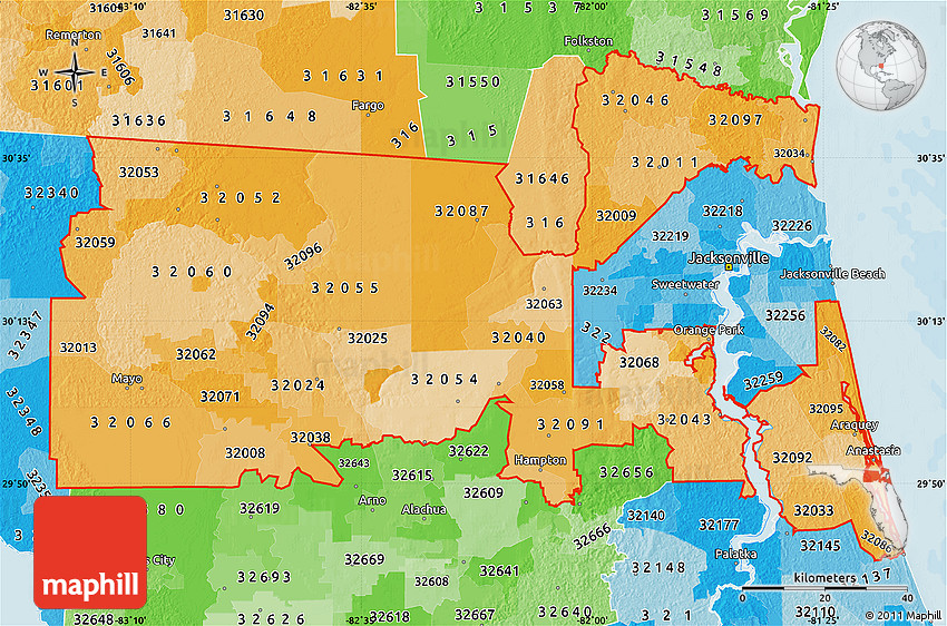 Political Shades Map Of Zip Codes Starting With 448