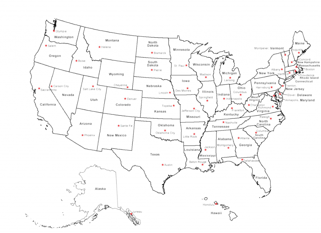 Printable Map Us States And Capitals Elegant United States Map Capitals