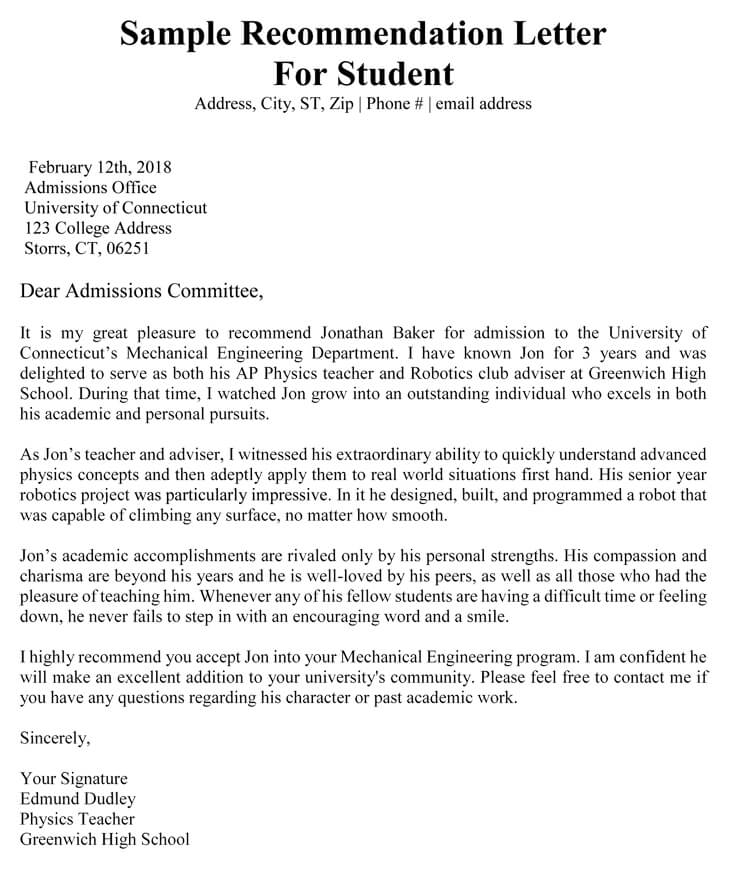 Recommendation Letter For Academic Program Onvacationswall Com