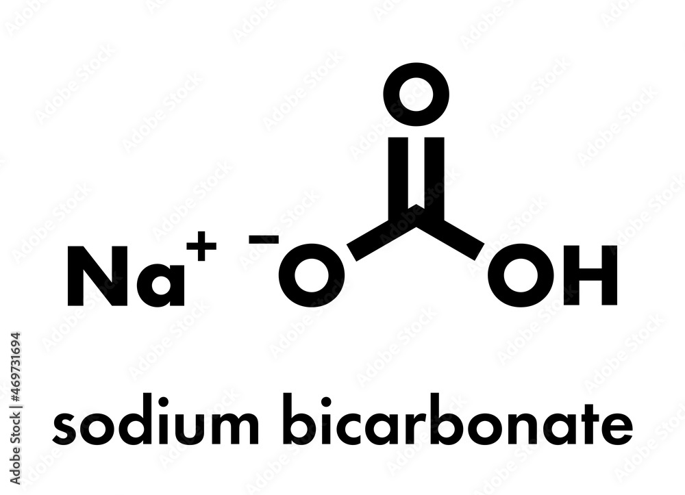 Sodium Bicarbonate Baking Soda Chemical Structure Skeletal Formula