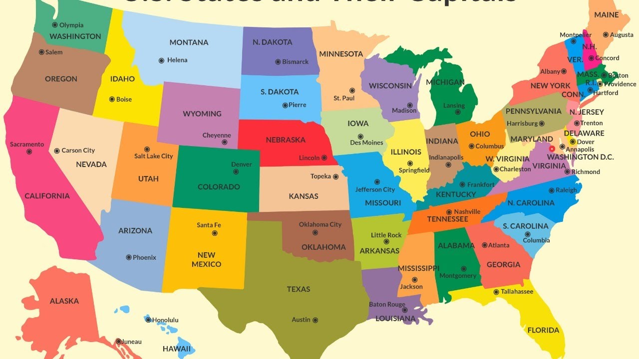 Usa Map With State Names And Capitals