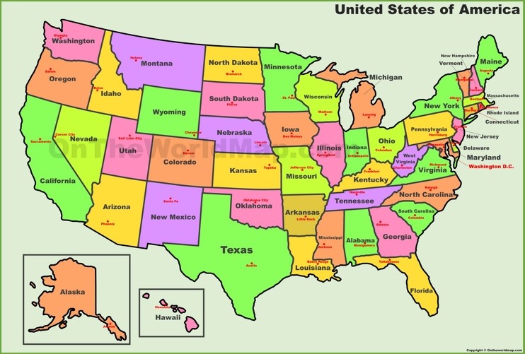 Usa States And Capitals Map