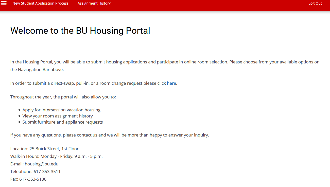 Welcome To Portal Boston University Housing